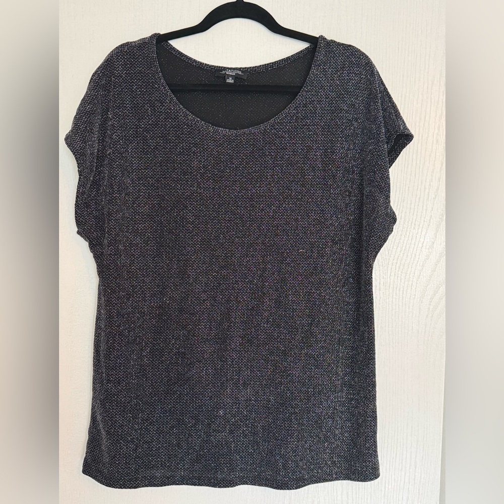 Notations Black and Silver Cap Sleeve Relaxed T-Shirt